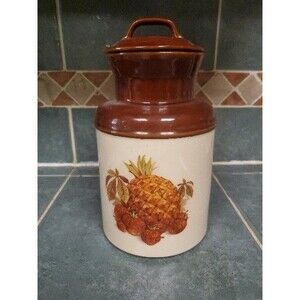 "Milk Jug" Cookie Jar/ canister w/Pineapple Decor Vintage McCoy Pottery #253